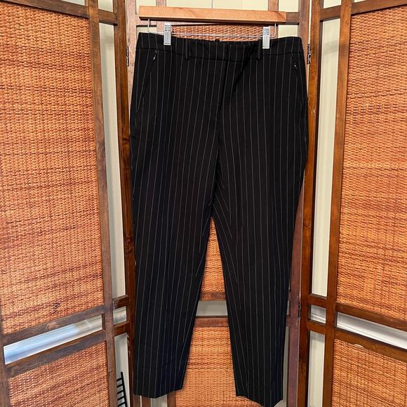 White House Black Market Pinstriped Trousers The Slim Ankle Black Size 8 - Picture 2 of 9